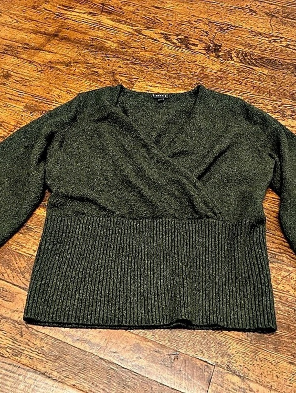 Torrid Everyday Soft Ribbed Pullover Surplice Sweater Surplice Sweater Green